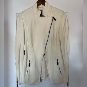 Cream Jacket with Asymmetrical Zipper